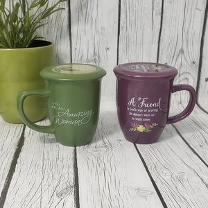 2 Abbey Gift/Press Ceramic Mug & Coaster Sets,14oz